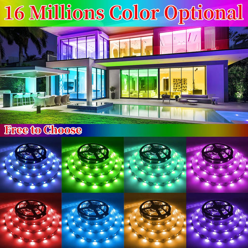 25FT 44 QZYL LED Lights for Bedroom, RGB LED Strip Lights with Keys IR Remote, Smart LED Light Strip with Adhesive