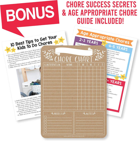 Hadley Designs Magnetic Chore Chart for Kids & Families – Reusable Dry Erase Responsibility Board, 12x17