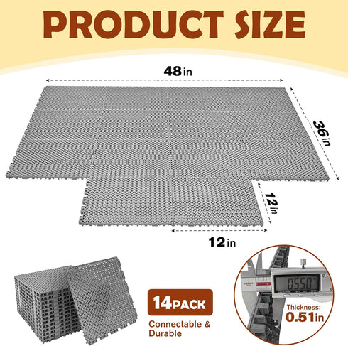 Wibeelee 14 36 48 Inches PCS Interlocking Outdoor Playhouse Mats X Waterproof Non-Slip Plastic Tiles, Playground