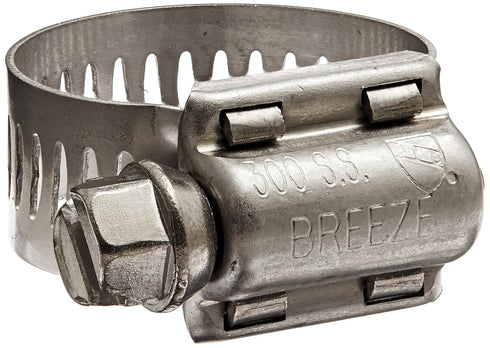 Breeze Marine Grade Power-Seal Stainless Steel Hose Clamp, Worm-Drive, SAE Size 10, 1/2" Band Width (Pack of 10)