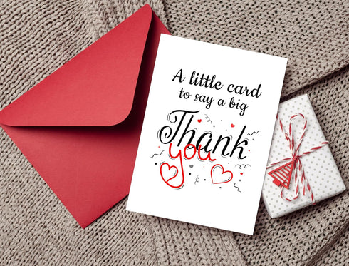 HOMEVAGE 5"x7" Thank You Card with Red Envelope Simple Appreciation & Gratitude Greeting Card Folded Premium Cardstock