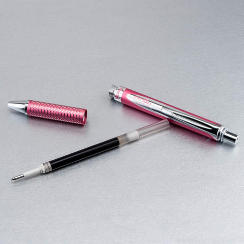 EnerGel Alloy Retractable Gel Pen, Pink Barrel, Medium Point, Black, 357082