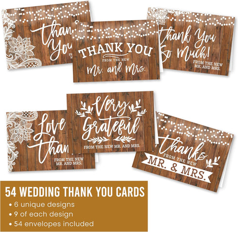 -54 Hadley Designs Wedding Thank You Cards with Envelopes Rustic Thank You Cards Wedding with Envelopes, ThankYou Notes