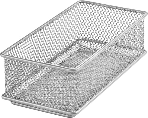 YBM HOME Silver Mesh Drawer Organizer Bins, School Supply Holder, Office Desktop Basket 1594s (1, 3x6x2 Inch)