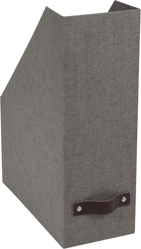 Bigso Box of Sweden Estelle Canvas Fiberboard Magazine Storage Box, Gray, 12.6" x 4.5" x 9.8"