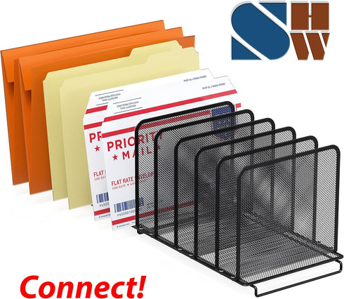 Simple Houseware 5 Section Expandable Upright File Sorter Organizer, Black by Simple Houseware
