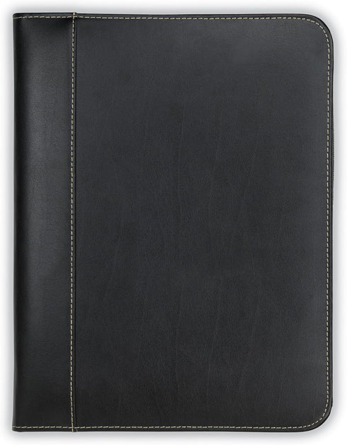 Samsill Contrast Stitch Leather Zippered Portfolio Folder/Business Portfolio for Men and Women, Resume/Document