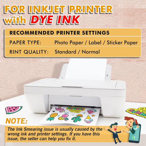 4x6 Inch 50 Koala Glossy Sticker Paper for Inkjet and Laser Printer, Sheets White Printable Sticker Paper