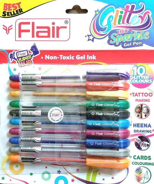 Flair 10 Xtra Sparkle Glitter Gel Colours Xtra Sparkle Gel Pen by