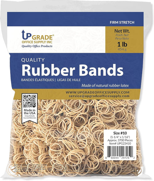 Upgrade Office Supply UPG23410 Rubber Bands, Size #10 (1-1/4" x 1/16"), 1 lb. Bag, Made in USA
