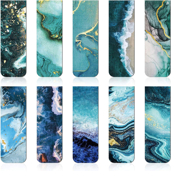 Zonon 10 Pieces Magnetic Bookmarks, Assorted Ocean Patterns, Durable Magnetic Page Markers for Students, Teachers,