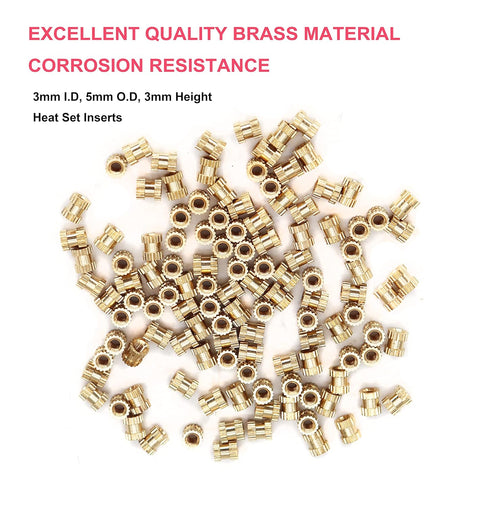 cSeao 120pcs M3 x 3 x 5mm Female Brass Heat Set Inserts for 3D Printer Laptop Plastic