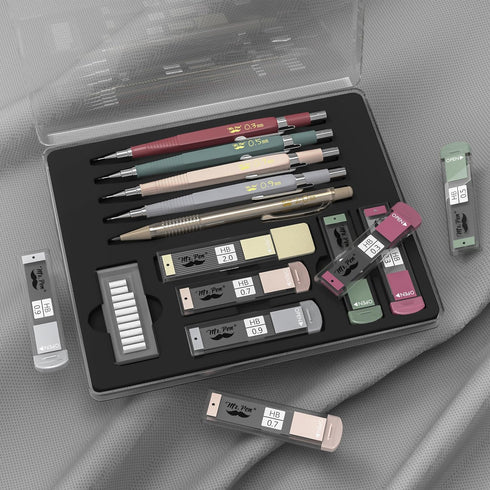 Mr. Pen Mechanical Pencil Set with Leads and Eraser Refills - 5 Sizes (0.3, 0.5, 0.7, 0.9, 2mm) for Drafting, Drawing,