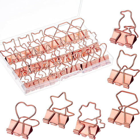 Mr. Pen Cute Binder Clips - 18 pcs in 6 Styles, Medium & Small Binder Clips for Office Supplies