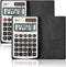 Deli Standard Function Basic Calculator, Solar Battery Dual Power Office Calculator with Cover, Metal Panel, 2 Pack