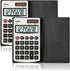 Deli Standard Function Basic Calculator, Solar Battery Dual Power Office Calculator with Cover, Metal Panel, 2 Pack
