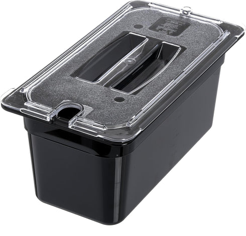 Carlisle FoodService Products Storplus Food Pan, Storage Container with Spoonable Corners, 1/3 Size 6 Inches Deep, Black