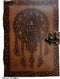 Blank Book of Shadows Journal with Dream Catcher and Owl, Leather Witchcraft Grimoire Sketchbook, 7x5