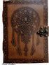 Blank Book of Shadows Journal with Dream Catcher and Owl, Leather Witchcraft Grimoire Sketchbook, 7x5