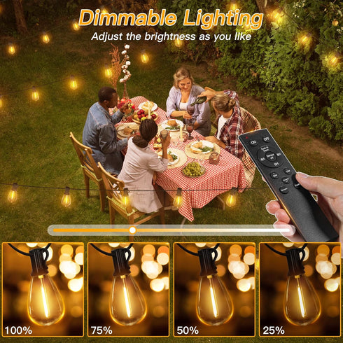 S11 30 3 Dimmable 15+1 Bulb Ollny Outdoor String Lights with Remote, FT Modes Timers Waterproof Connectable Patio