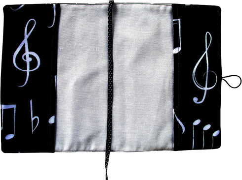 Book Sleeve Cover, Musical Clef Black Pattern, Washable Fabric Protector for Paperback, Padded Case