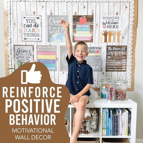 Hadley Designs Motivational Posters for Classroom - 9 Growth Mindset Wall Art for Teachers, Durable Decorations for