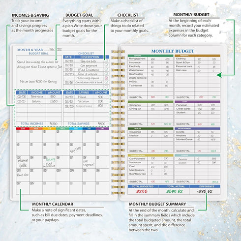 Planner/Account Anytimem,A5(8.6x5.9 inchs),100gsm Budget Planner - Monthly Finance Organizer with Expense Tracker