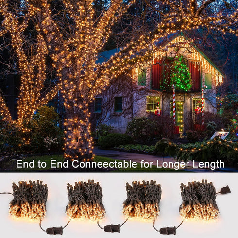 Clear Christmas Lights String | 21.63ft 100 Count Incandescent Brown Wire Lights | UL Certified for Indoor Outdoor