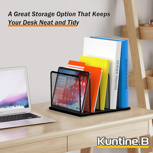 Desk File Organizer, 5 Sections Upright Mesh Desktop File Sorter for Home, Office & Classroom Organization