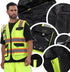 JKSafety Hi Vis Reflective Safety Vests for Men & Women, High Visibility Vest with Pockets, Black, XXL