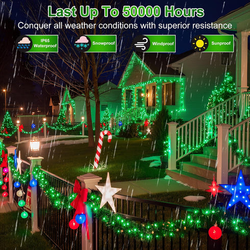 350LED 90FT 12 Dimmable, Christmas Lights Indoor Outdoor, Modes Green Outdoor String Lights with Timer & Waterproof