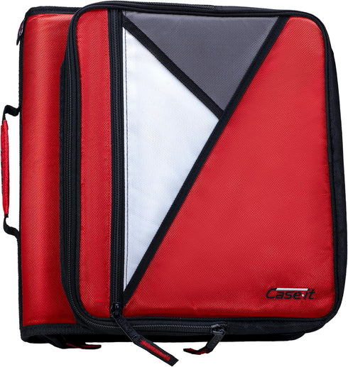 Case-it Universal Zipper Binder, 2 Inch O-Rings, Padded Pocket for 13 Inch Laptop/Tablet, Fire Engine Red LT-007