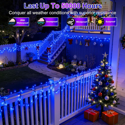 1500LED 470ft 12 Dimmable, Christmas Lights Outdoor Use, Modes Blue LED String Lights with Timer Waterproof Christmas