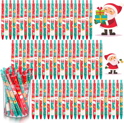 Leinuosen 72 Pieces Christmas Ballpoint Pen, Retractable Gel Ink, Cute Cartoon Holiday Pens for Writing