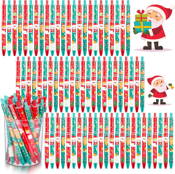 Leinuosen 72 Pieces Christmas Ballpoint Pen, Retractable Gel Ink, Cute Cartoon Holiday Pens for Writing