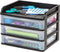IRIS USA Plastic Desk Top 3-Drawer Storage Organizer, 1-Pack for Makeup, Art Supplies, Medium, Black