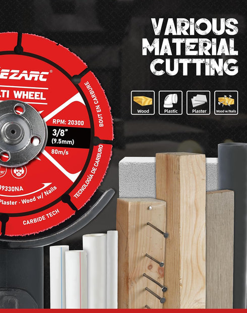 EZARC 3 Inch Cut Off Wheels, Carbide Cutting Disc for Angle Grinder, 2 Pack for Wood, Laminate, Plastic, Plaster