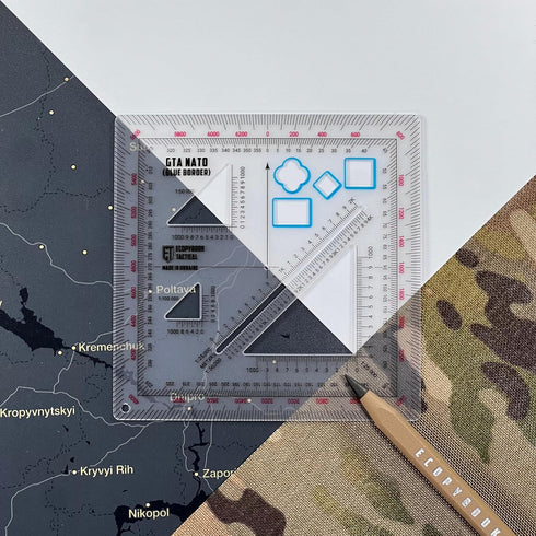 ECOPYBOOK TACTICAL 125x125mm, Ecopybook Flexible GTA NATO Army Protractor, Square Map Military Protractor for Land