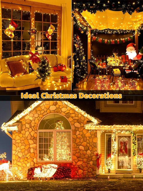 600LED 98FT, 8 Dimmable Guhope Christmas String Lights Waterproof String Lights with Remote and Timer, Modes Christmas
