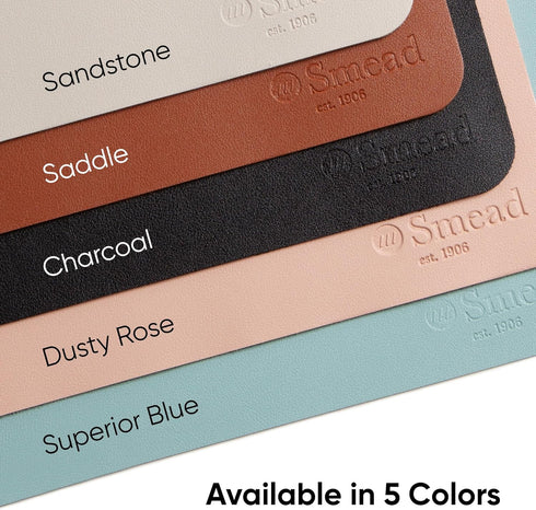 Smead Desk Pad, Vegan Leather Mat with Non-Slip Faux Suede Backing, Perfect Desk Organizer for Office Decor (Saddle)