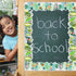 Bulletin Board Border with Green Plant Tropical Die-Cut Rolled Two-Sided Printed Palm Tree Leaves for Classroom