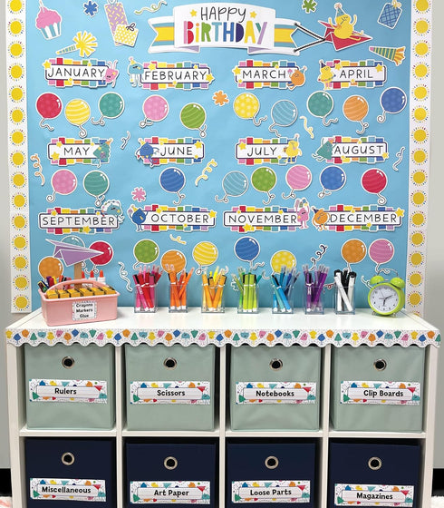 Carson Dellosa Happy Place Happy Friends Bulletin Board Borders, 39 Feet Scalloped Sun Borders for Classroom and Room