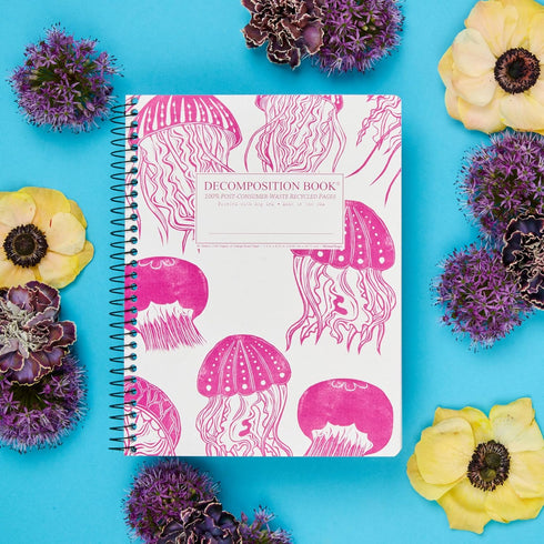 Decomposition Jellyfish College Ruled Spiral Notebook - 9.75 x 7.5 Journal with 160 Lined Pages, 100% Recycled Paper,