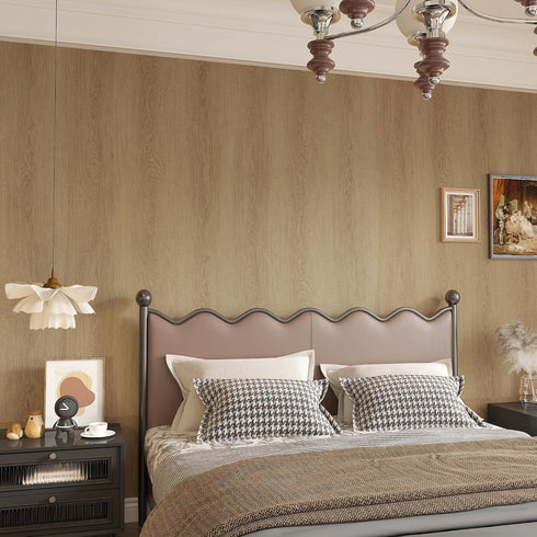 32x78inch TOTIO Wide Walnut Wood Wallpaper Peel and Stick Light Brown Wood Grain Vinyl Wrap Walnut Oak Textured Contact