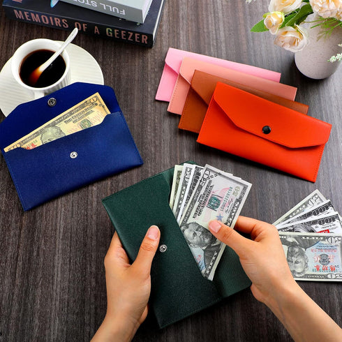 Kacctyen 12 Pcs Leather Cash Envelope Wallet, Reusable Check Budget Envelope Money Pouch for Women