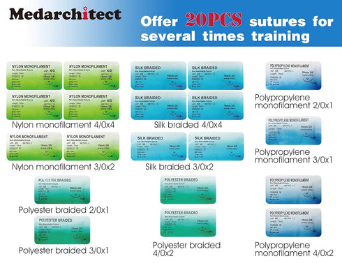 (30 14 Medarchitect Suture Practice Complete Kit Pieces) for Medical Student Suture Training, Include Upgrade Suture