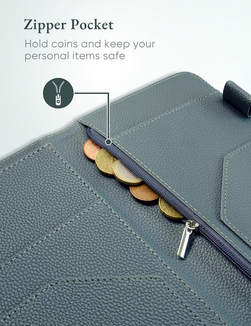 Green Server Book with Zipper Pocket and Magnetic Closure Server Booklet Waitress Book Serving Book with Money Pocket