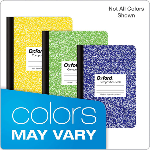 Oxford Composition Notebooks, Wide Ruled, 9-3/4" x 7-1/2", Assorted Marble Covers, 100 Sheets, 12 Pack