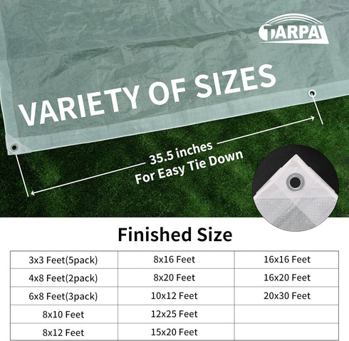 12'x20' Grommets 7.5mil TARPAL Semi Clear White Tarp Waterproof Green House Cover with Clear Poly tarps