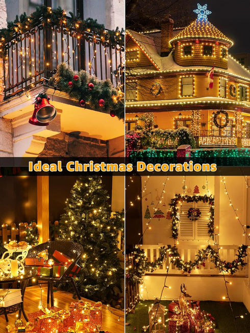 500 164 8 Dimmable, BrightChristmas LED FT Christmas Lights, Waterproof Outdoor String Lights with Remote and Timer